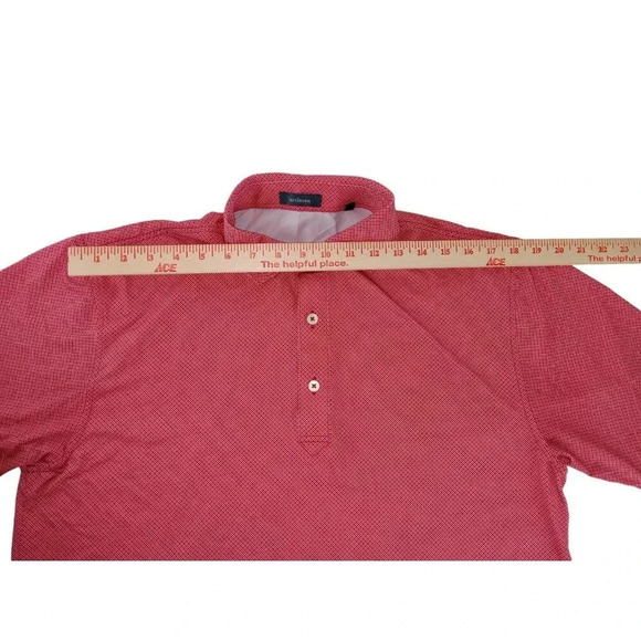 Turtleson Mens Polo Shirt Red Short Sleeve Geometric Stretch High Low Size M - Picture 7 of 11
